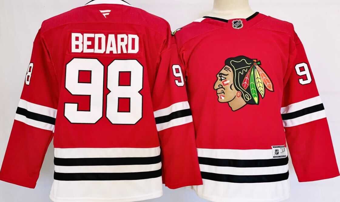 Youth Chicago Blackhawks #98 Connor Bedard Red Stitched Hockey Jersey->nhl youth jerseys->NHL Jersey